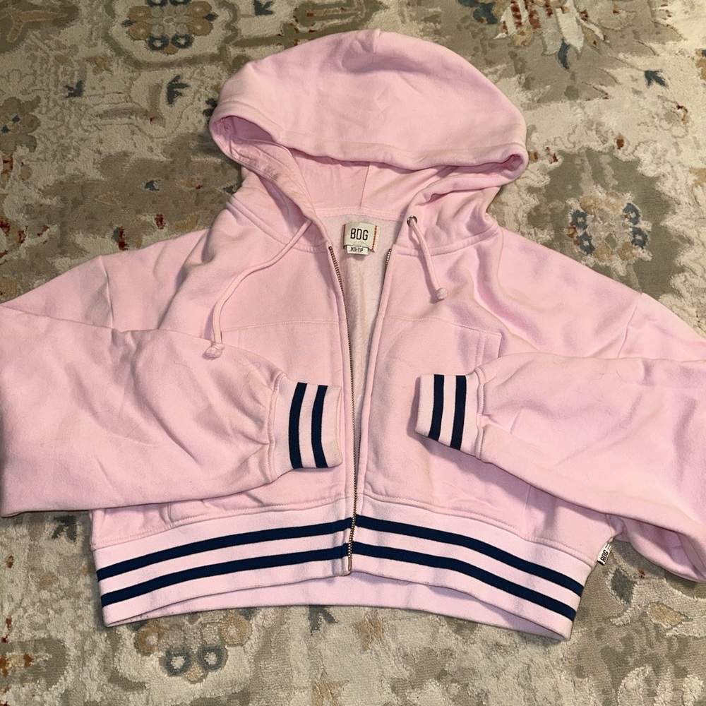 Pink and navy cropped sweater